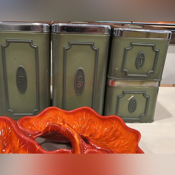 California originals pottery orange glaze relish set - Picture 2 of 6